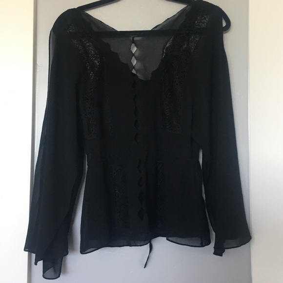 BCBGMaxAzria Black Silk Blouse Sz XXS - Picture 5 of 13